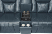 Apex - Blue Power Recliner Sectional with Power Headrest, Storage Console, Wireless Charger, Cup Holder, Zero Gravity and USB Charger - S427-Sectional
