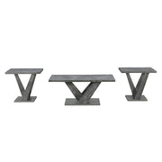 Apollo - 3PC Gray Faux Marble Coffee Table Set, Coffee Table and 2 End Tables - T615-3PC-Set