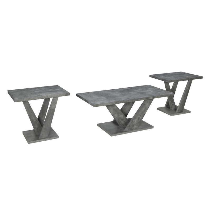 Apollo - 3PC Gray Faux Marble Coffee Table Set, Coffee Table and 2 End Tables - T615-3PC-Set