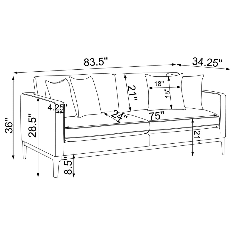 Apperson 2-piece Upholstered Track Arm Sofa Set Light Grey - 508681-S2