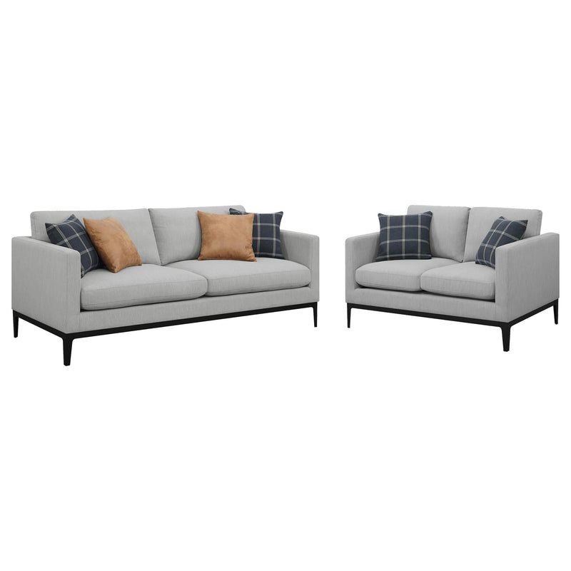 Apperson 2-piece Upholstered Track Arm Sofa Set Light Grey - 508681-S2