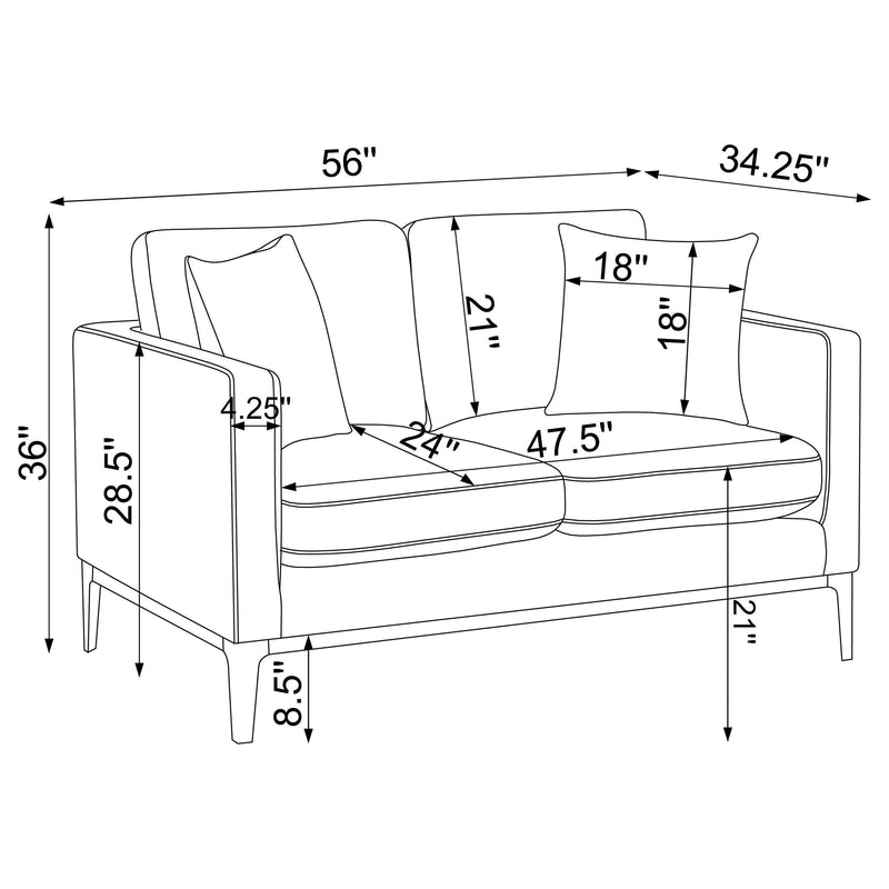 Apperson 3-piece Upholstered Track Arm Sofa Set Light Grey - 508681-S3