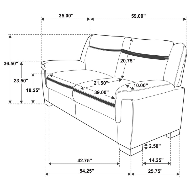 Arabella 2-piece Upholstered Padded Arm Sofa Set Grey - 506591-S2