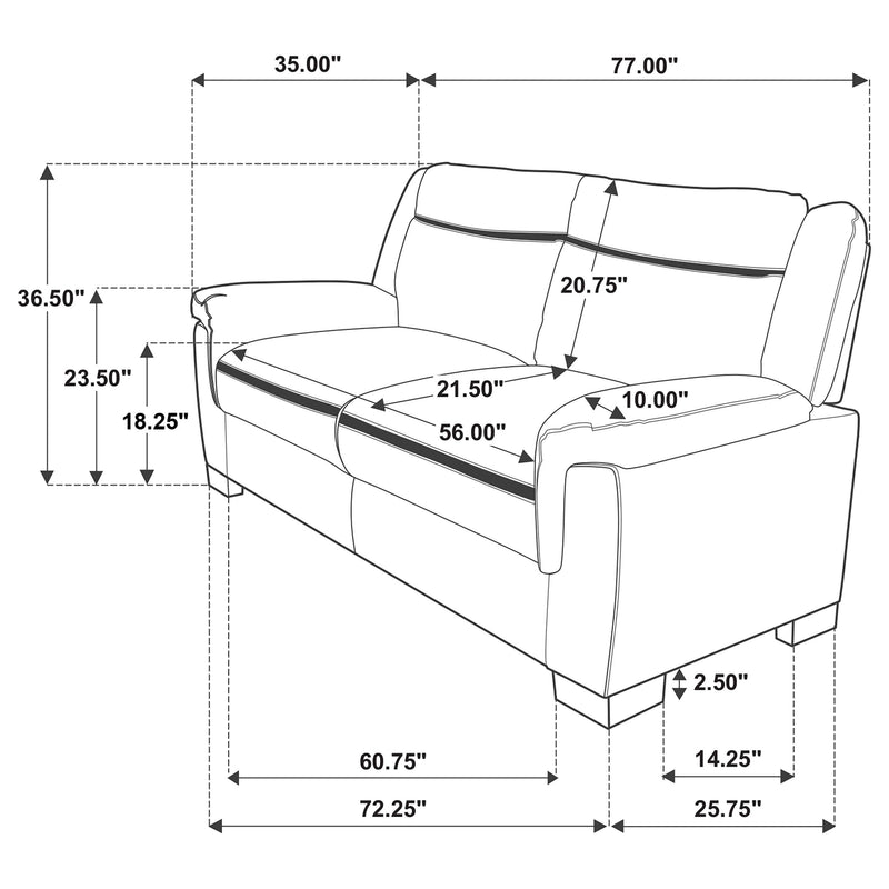 Arabella Upholstered Padded Arm Sofa Grey - 506591