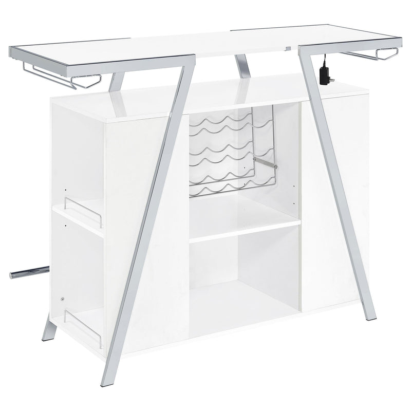 Araceli Freestanding LED Home Bar Cabinet White High Gloss - 182355