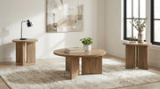 Aragon 3-Piece Round Coffee and End Table Set Mango - 706668-S3