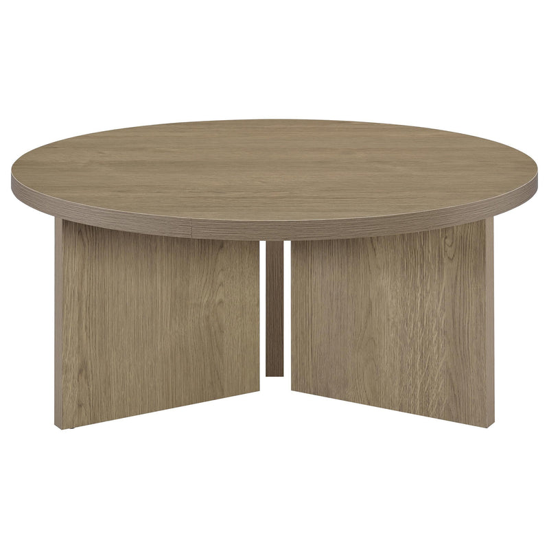 Aragon Round Panel Base Coffee Table Latte - 706678