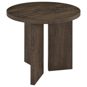 Aragon Round Panel Base End Table Dark Rustic Mango - 706657
