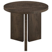 Aragon Round Panel Base End Table Dark Rustic Mango - 706657