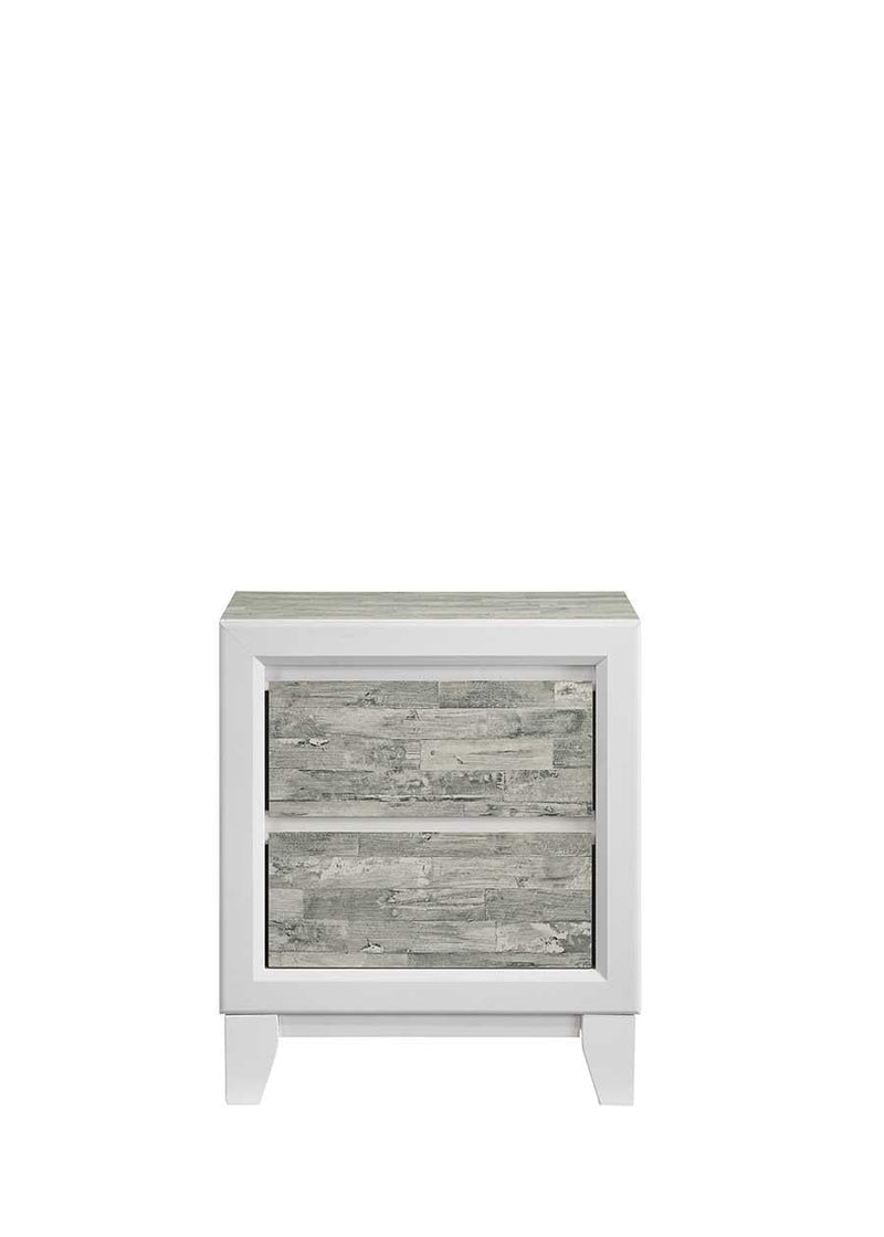 Arctic - Gray & White 2 Drawers Nightstand - B369-N