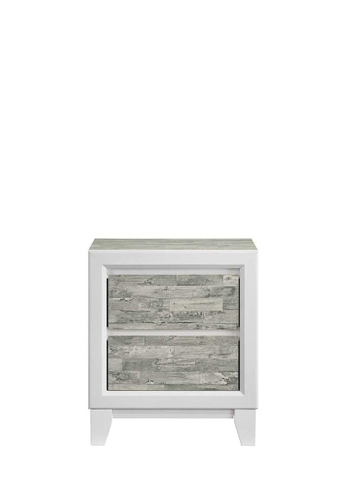 Arctic - Gray & White 2 Drawers Nightstand - B369-N
