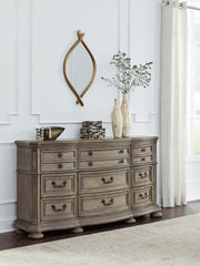 Ardenfield California King Upholstered Sleigh Bed with Dresser in Light Brown from Ashley - Lara Furniture