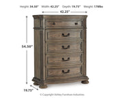 Ardenfield California King Upholstered Sleigh Bed with Mirrored Dresser, Chest and 2 Nightstands in Light Brown from Ashley - Lara Furniture