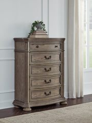 Ardenfield King Upholstered Sleigh Bed with Mirrored Dresser, Chest and 2 Nightstands in Light Brown from Ashley - Lara Furniture