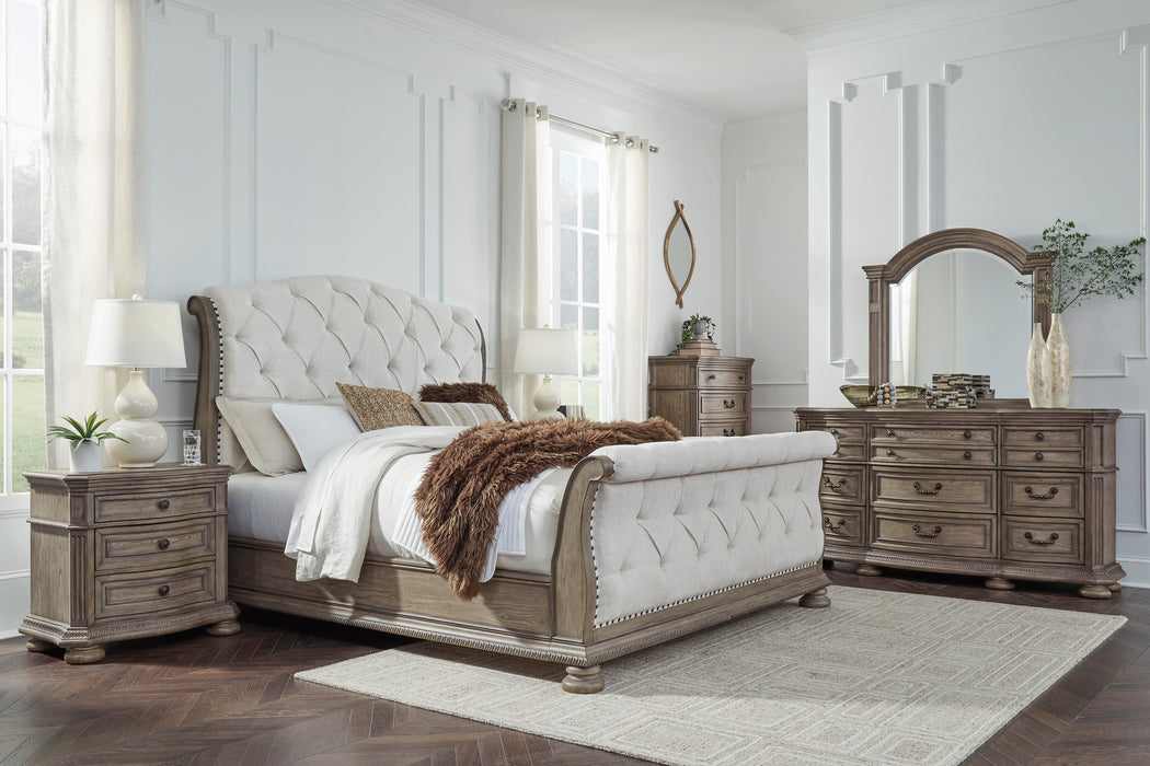 Ardenfield Light Brown Upholstered Sleigh Bedroom Set - Gate FurnitureBedroom Set