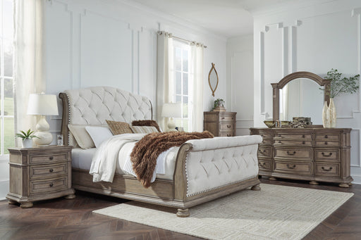 Ardenfield Light Brown Upholstered Sleigh Bedroom Set - Gate FurnitureBedroom Set
