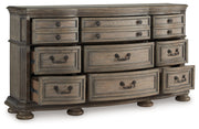 Ardenfield Queen Upholstered Sleigh Bed with Dresser in Light Brown from Ashley - Lara Furniture