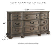 Ardenfield Queen Upholstered Sleigh Bed with Dresser in Light Brown from Ashley - Lara Furniture