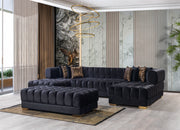 Ariana Black Velvet Double Chaise Sectional - Lara FurnitureSectional