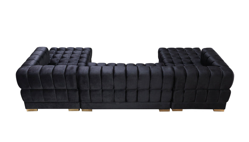 Ariana Black Velvet Double Chaise Sectional - Lara FurnitureSectional