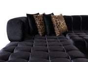 Ariana Black Velvet Double Chaise Sectional - Lara FurnitureSectional
