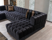 Ariana Black Velvet Double Chaise Sectional - Lara FurnitureSectional