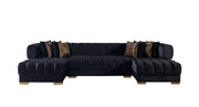 Ariana Black Velvet Double Chaise Sectional - Lara FurnitureSectional