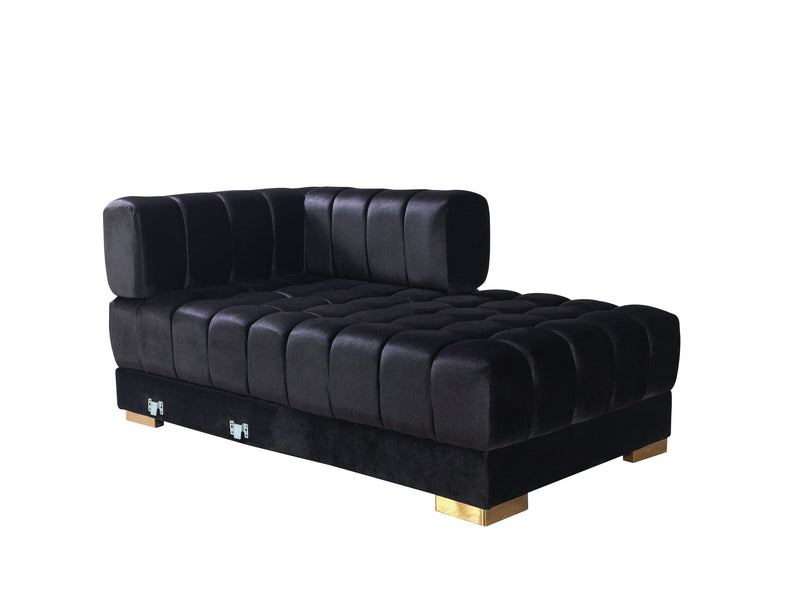 Ariana Black Velvet Double Chaise Sectional - Lara FurnitureSectional