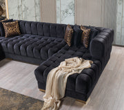 Ariana Black Velvet Double Chaise Sectional - Lara FurnitureSectional