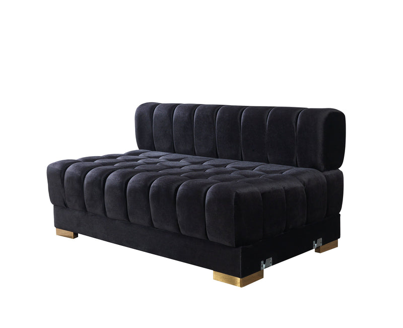 Ariana Black Velvet Double Chaise Sectional - Lara FurnitureSectional