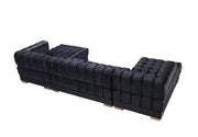 Ariana Black Velvet Double Chaise Sectional - Lara FurnitureSectional