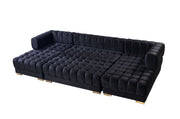 Ariana Black Velvet Double Chaise Sectional - Lara FurnitureSectional