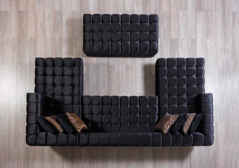 Ariana Black Velvet Double Chaise Sectional - Lara FurnitureSectional