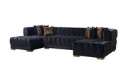 Ariana Black Velvet Double Chaise Sectional - Lara FurnitureSectional