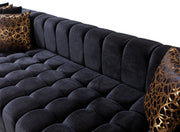 Ariana Black Velvet Double Chaise Sectional - Lara FurnitureSectional
