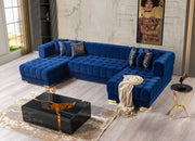 Ariana Blue Velvet Double Chaise Sectional - Lara FurnitureSectional