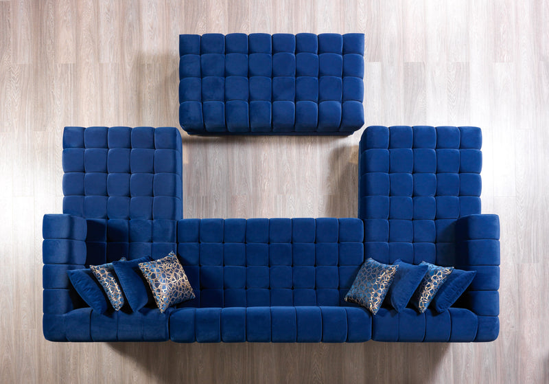Ariana Blue Velvet Double Chaise Sectional - Lara FurnitureSectional