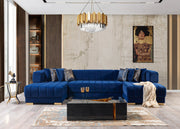 Ariana Blue Velvet Double Chaise Sectional - Lara FurnitureSectional