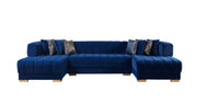 Ariana Blue Velvet Double Chaise Sectional - Lara FurnitureSectional