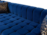 Ariana Blue Velvet Double Chaise Sectional - Lara FurnitureSectional