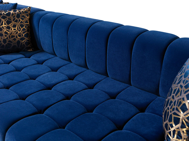 Ariana Blue Velvet Double Chaise Sectional - Lara FurnitureSectional
