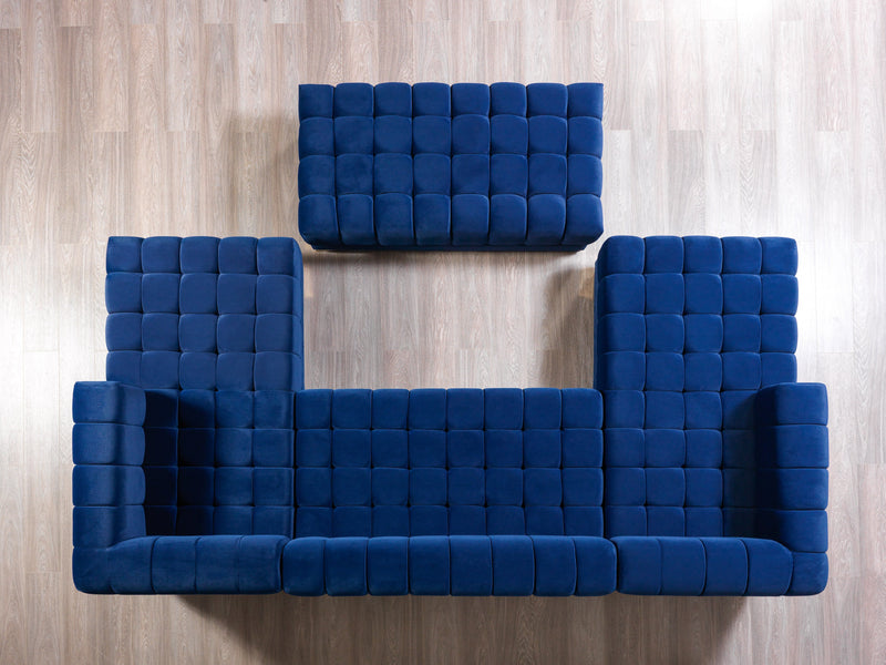 Ariana Blue Velvet Double Chaise Sectional - Lara FurnitureSectional