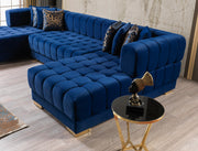 Ariana Blue Velvet Double Chaise Sectional - Lara FurnitureSectional