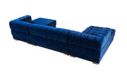 Ariana Blue Velvet Double Chaise Sectional - Lara FurnitureSectional