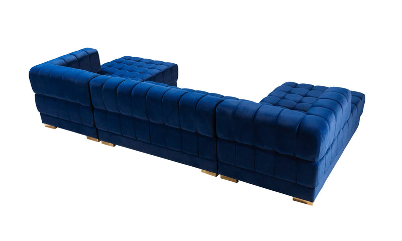 Ariana Blue Velvet Double Chaise Sectional - Lara FurnitureSectional