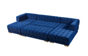 Ariana Blue Velvet Double Chaise Sectional - Lara FurnitureSectional