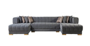 Ariana Gray Velvet Double Chaise Sectional [ETA: 3/10] - ARIANAGRAY-SEC