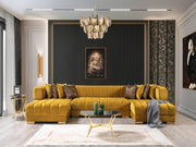 Ariana Mustard Velvet Double Chaise Sectional - Lara FurnitureSectional