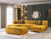Ariana Mustard Velvet Double Chaise Sectional - Lara FurnitureSectional