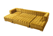 Ariana Mustard Velvet Double Chaise Sectional - Lara FurnitureSectional